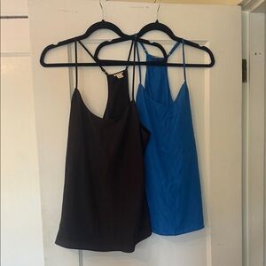 J. Crew Lot of 2 Black and Blue Camisoles